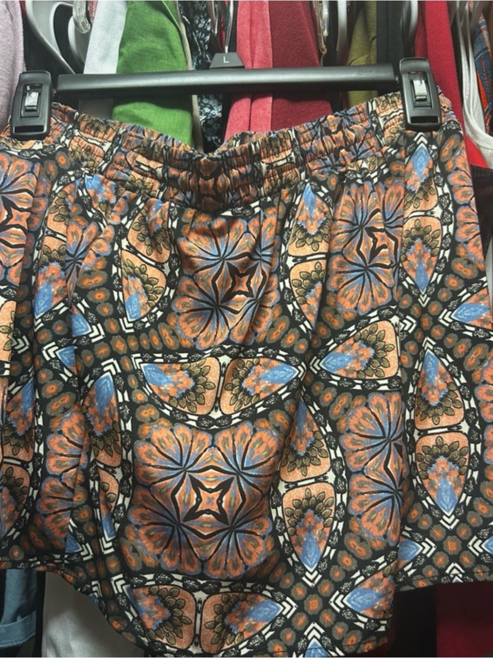 Forever 21 Orange & Blue Mosaic Print Mini Shorts